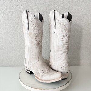 Lane DESTINY Womens Cowboy Boots 7.5 White Western Cowgirl Bridal Mid Calf Tall